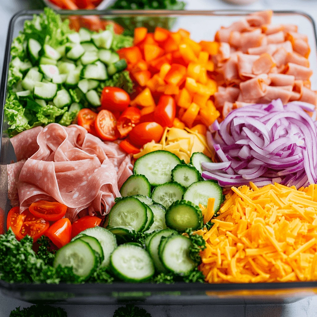 Keto-friendly Sub in a Tub bowl with fresh greens, rolled deli meats, cheese, and avocado.