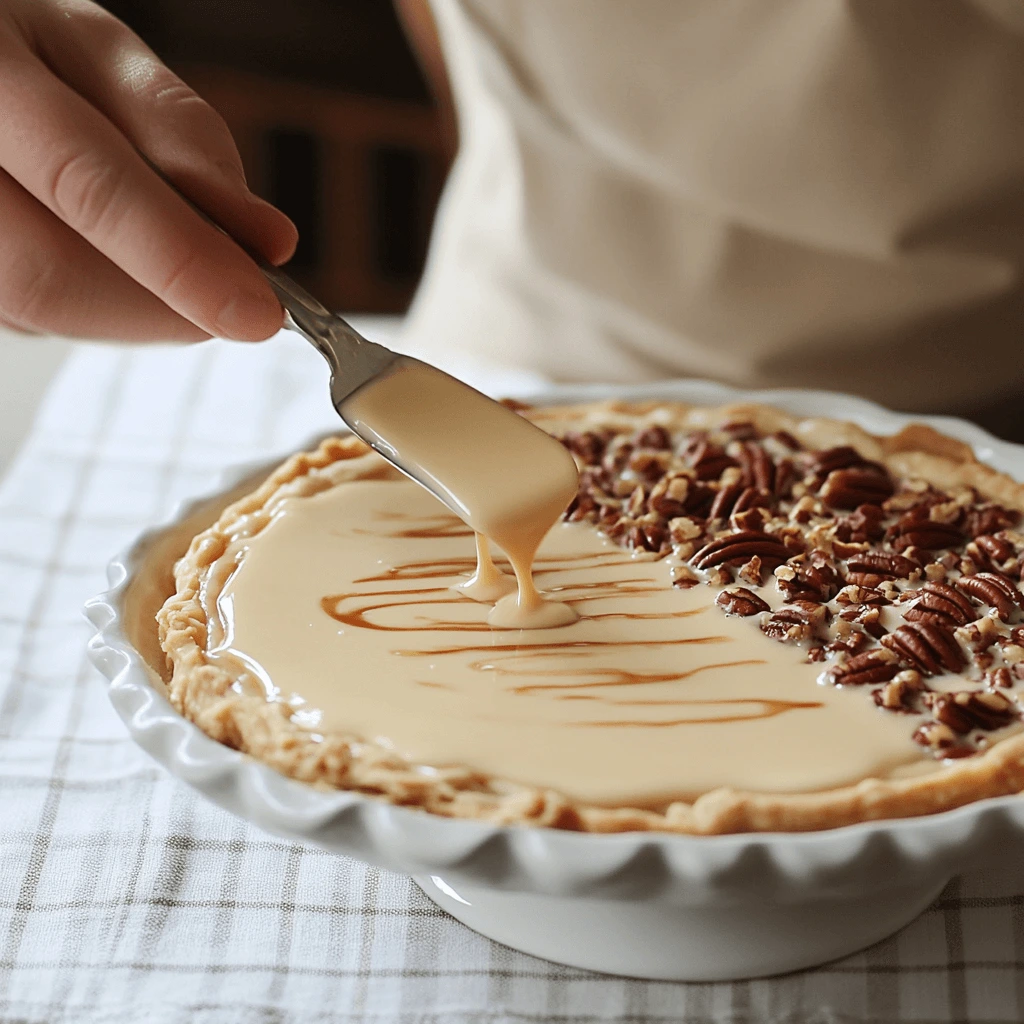 Side-by-side comparison of traditional pecan pie and a pie made with condensed milk.