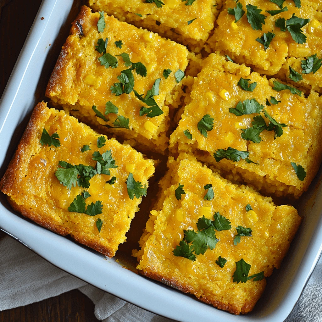 A close-up of a slice of Jiffy Mexican Cornbread on a plate, showing its moist, cheesy interior with bits of jalapeño, alongside a buttered knife and a warm, inviting background.